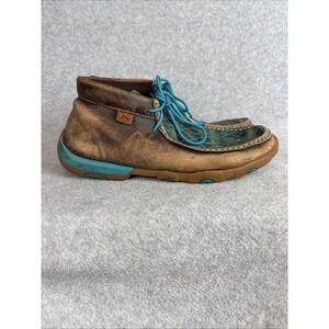 Twisted X  Driving Moc Toe Boot Women's Sz 8.5M Turquoise Detail WDM0072